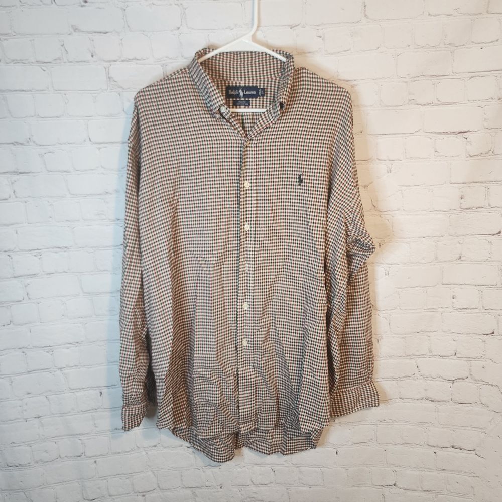 Ralph Lauren Men's Long-Sleeve Button-Down Plaid Shirt, Size Large